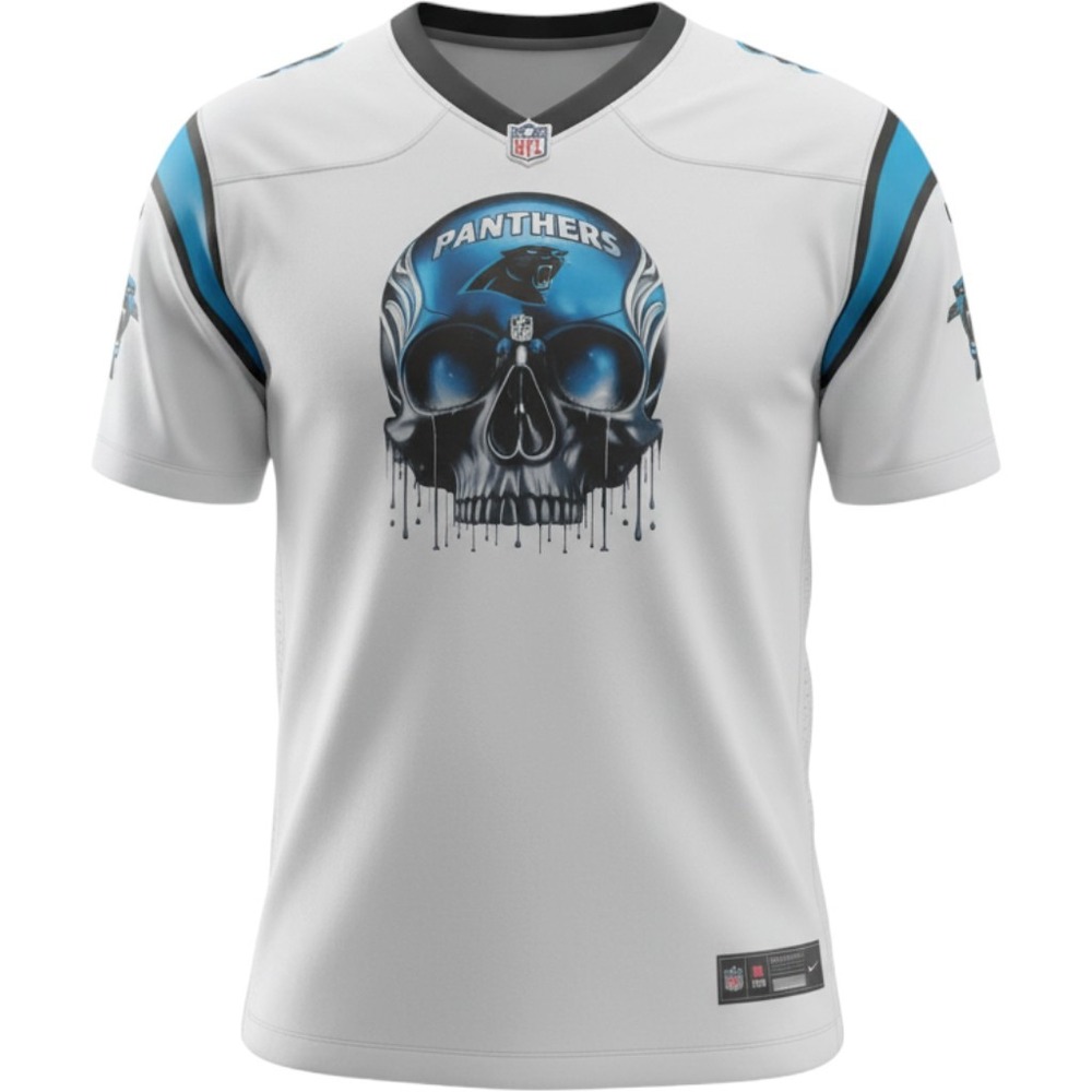 Nike Carolina Panthers Jersey Mens XL White Excellent Skull Graphic